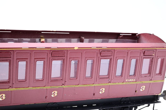 Kit Built O Gauge LMS Crimson ex-MR 6-Wheel All Third Passenger Coach No.21854 - Unboxed