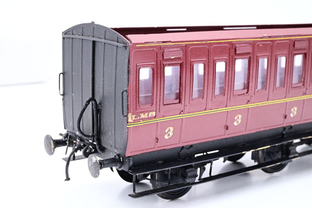 Kit Built O Gauge LMS Crimson ex-MR 6-Wheel All Third Passenger Coach No.21854 - Unboxed
