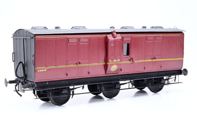 Kit Built O Gauge LMS Crimson ex-MR 6-Wheel Passenger Luggage Brake Coach No.23679 - Unboxed