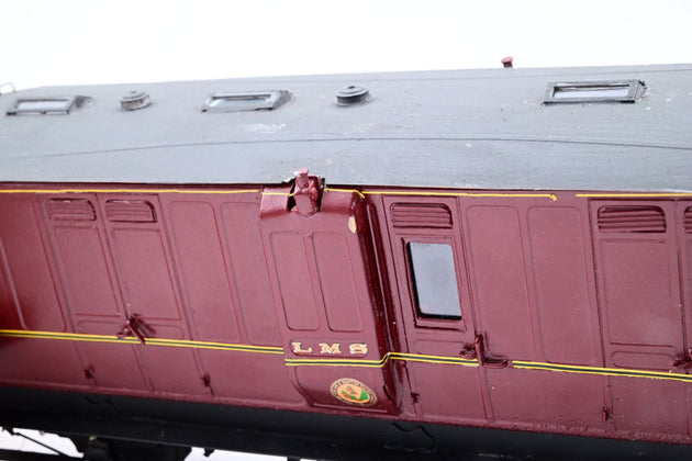 Kit Built O Gauge LMS Crimson ex-MR 6-Wheel Passenger Luggage Brake Coach No.23679 - Unboxed