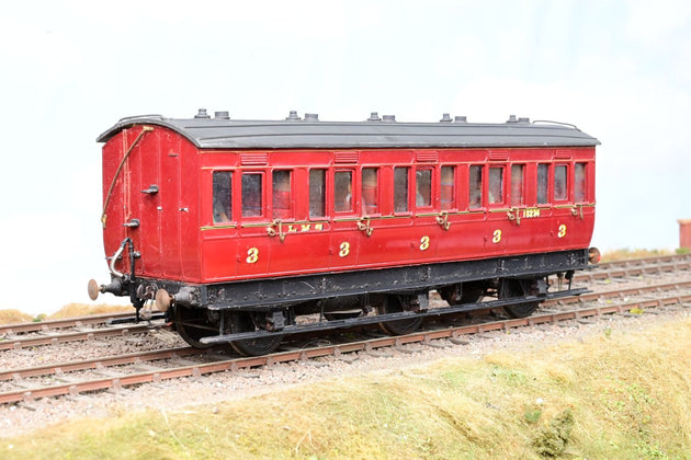 Kit Built O Gauge LMS Crimson ex-MR 6-Wheel All Third Passenger Coach No.21854 - Unboxed