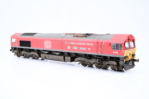 Bachmann OO Gauge 32-738Z Class 66 Diesel DB Cargo 'YIWU-London Train' No.66136 - DCC Fitted, TMC Weathered, Boxed