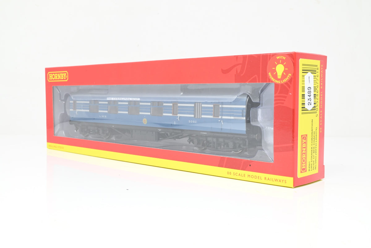 Hornby OO Gauge R4961 LMS Stanier Coronation Scot 57" BFK Coach (w/ Lights) No.5052 - Boxed