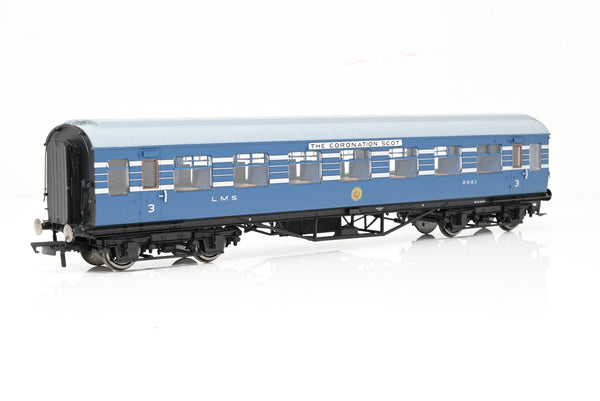 Hornby OO Gauge R4965A LMS Stanier Coronation Scot 57" RTO Coach (w/ Lights) No.8993 - Boxed