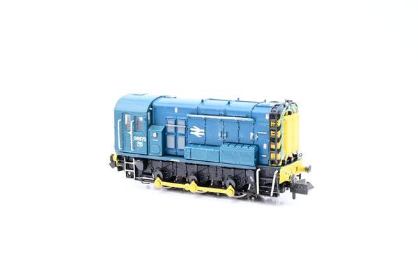 Graham Farish N Gauge 371-015C BR Blue w/ Wasp Stripes Class 08 Diesel Shunter No.08672 - Boxed