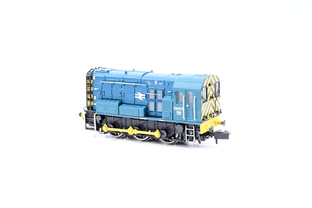 Graham Farish N Gauge 371-015C BR Blue w/ Wasp Stripes Class 08 Diesel Shunter No.08672 - Boxed