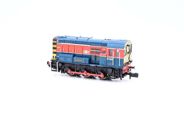 Graham Farish N Gauge 371-020Z BR RTC Blue & Red Class 08 Diesel Shunter No.97800 'Ivor' - Limited Edition, Boxed