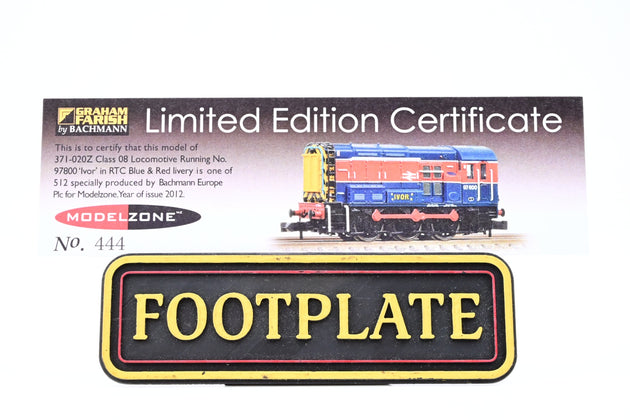 Graham Farish N Gauge 371-020Z BR RTC Blue & Red Class 08 Diesel Shunter No.97800 'Ivor' - Limited Edition, Boxed