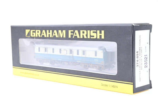 Graham Farish N Gauge 374-891 50ft ex-LMS Full Brake Coach BR Blue/Grey No.M31080M - Boxed