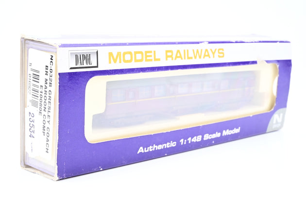 Dapol N Gauge NC-032B Gresley Composite Brake Coach BR Maroon No.E10080E - Boxed