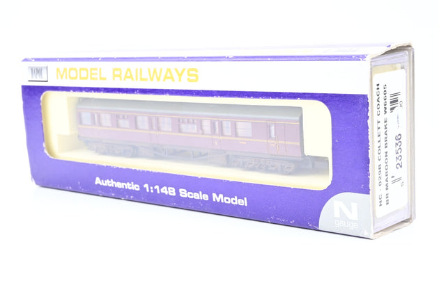 Dapol N Gauge NC-029B Collett Composite Brake Coach BR Maroon No.W6605 - Boxed
