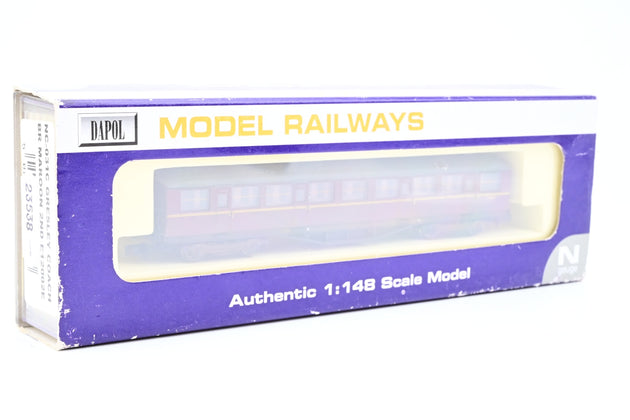 Dapol N Gauge  NC-031C Gresley 2nd Corridor Coach BR Maroon No.E12002E - Boxed
