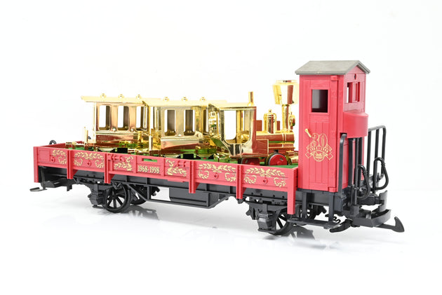 LGB G Gauge 41124 30th Anniversary Flatcar w/ Gold Train Set - Boxed