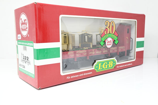 LGB G Gauge 41124 30th Anniversary Flatcar w/ Gold Train Set - Boxed