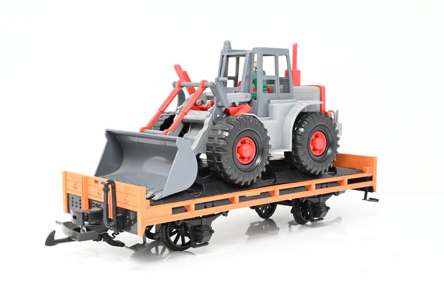 LGB G Gauge Orange Flat Bed Wagon w/ Bruder Excavator/Digger - Boxed