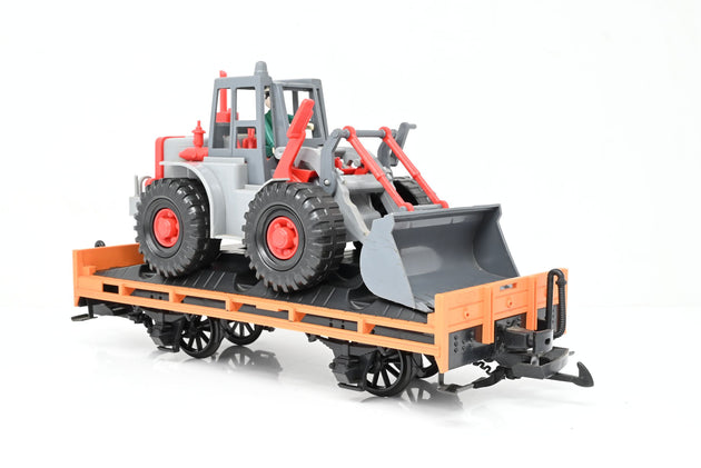 LGB G Gauge Orange Flat Bed Wagon w/ Bruder Excavator/Digger - Boxed