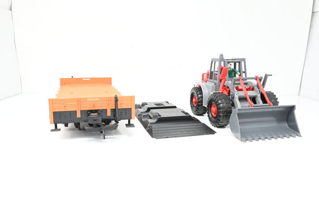 LGB G Gauge Orange Flat Bed Wagon w/ Bruder Excavator/Digger - Boxed