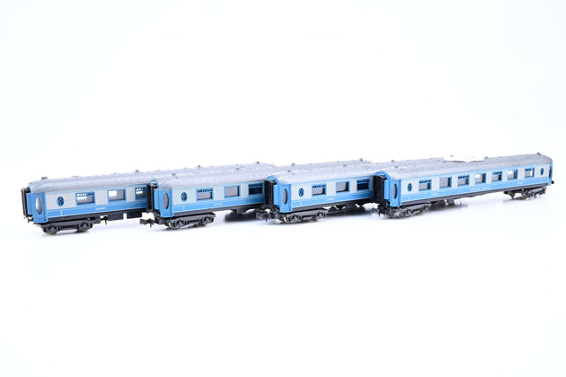 Lima N Gauge Rake of 4 Golden Arrow Pullman Cars Blue/Silver No.23085 - Unboxed