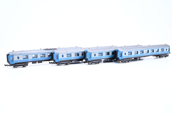 Lima N Gauge Rake of 4 Golden Arrow Pullman Cars Blue/Silver No.23085 - Unboxed