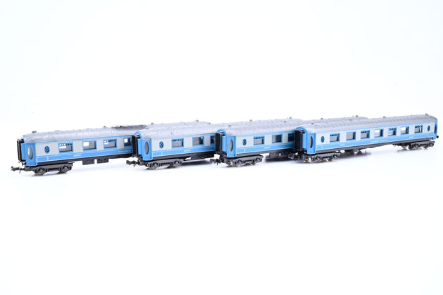 Lima N Gauge Rake of 4 Golden Arrow Pullman Cars Blue/Silver No.23085 - Unboxed