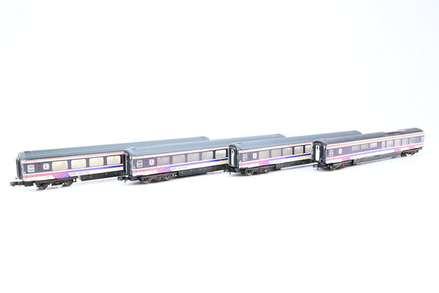 Graham Farish N Gauge Rake of 4 Mk3 BRE International Train Coaches - Unboxed