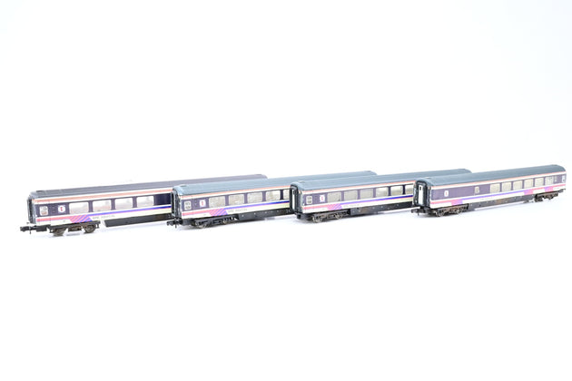 Graham Farish N Gauge Rake of 4 Mk3 BRE International Train Coaches - Unboxed