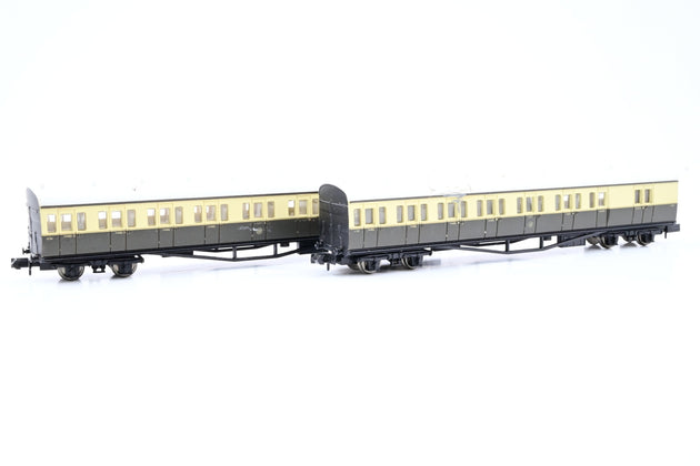 Dapol N Gauge GWR 'B' Set 2 Coaches Chocolate & Cream No.6735, 6736 - Unboxed