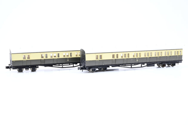 Dapol N Gauge GWR 'B' Set 2 Coaches Chocolate & Cream No.6735, 6736 - Unboxed