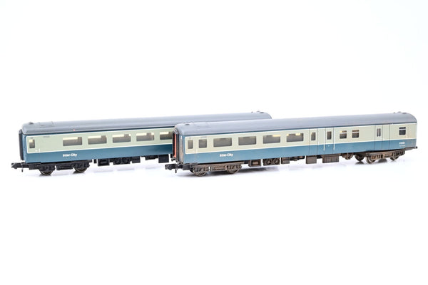Graham Farish N Gauge Rake of 2 Mk2 Coaches BR Blue/Grey BSO & Open 2nd Micro Buffet - Unboxed