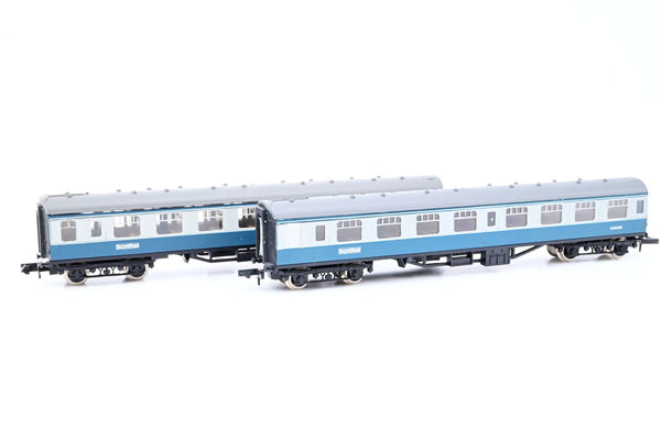 Graham Farish N Gauge Rake of 2 Mk1 Scotrail Second Corridor Coaches Blue/Grey No.SC25365, SC26104