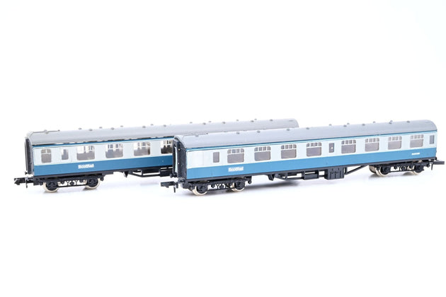 Graham Farish N Gauge Rake of 2 Mk1 Scotrail Second Corridor Coaches Blue/Grey No.SC25365, SC26104
