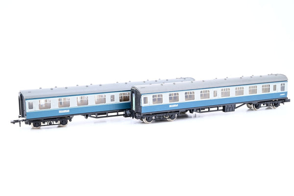 Graham Farish N Gauge Rake of 2 Mk1 Scotrail Second Corridor Coaches Blue/Grey No.SC25365, SC26104
