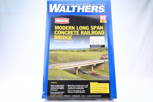 Walthers HO Gauge 933-4592 Cornerstone Building 'Modern Long Span Concrete Railroad Bridge' Unbuilt Kit - Boxed