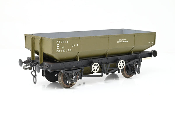 Kit Built Gauge 1 10mm BR Olive Green 25T 'Gannet' Ballast Hopper Wagon No.DB197285 - Unboxed