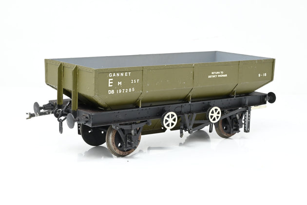 Kit Built Gauge 1 10mm BR Olive Green 25T 'Gannet' Ballast Hopper Wagon No.DB197285 - Unboxed