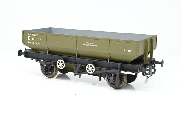 Kit Built Gauge 1 10mm BR Olive Green 25T 'Gannet' Ballast Hopper Wagon No.DB197285 - Unboxed