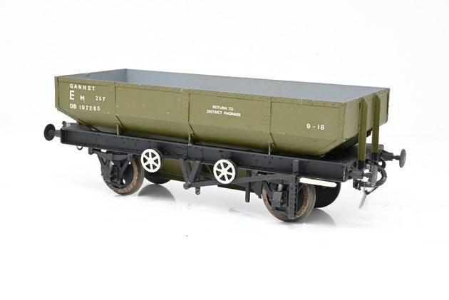 Kit Built Gauge 1 10mm BR Olive Green 25T 'Gannet' Ballast Hopper Wagon No.DB197285 - Unboxed