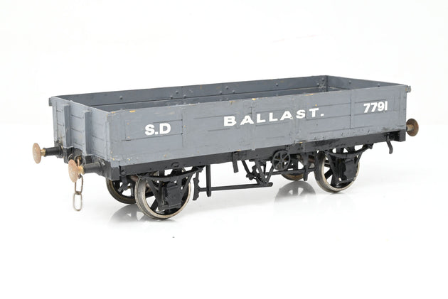 Kit Built Gauge 1 10mm Grey 'S.D' 3-Plank Ballast Wagon w/ Load - Unboxed