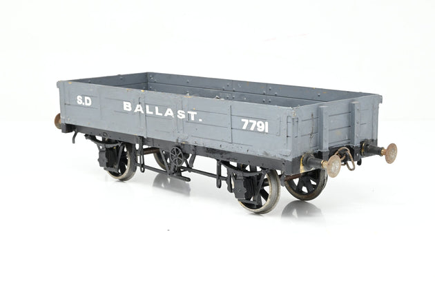 Kit Built Gauge 1 10mm Grey 'S.D' 3-Plank Ballast Wagon w/ Load - Unboxed