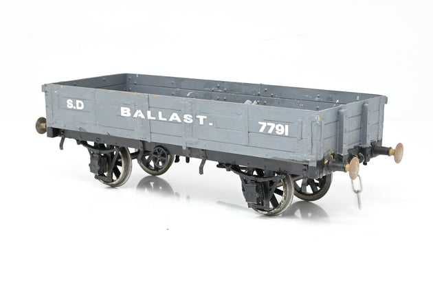 Kit Built Gauge 1 10mm Grey 'S.D' 3-Plank Ballast Wagon w/ Load - Unboxed