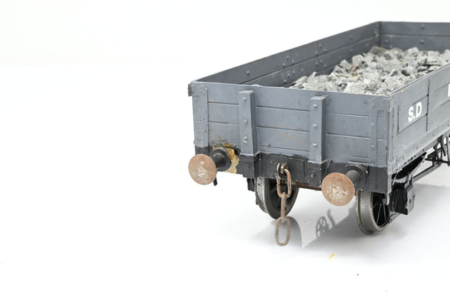 Kit Built Gauge 1 10mm Grey 'S.D' 3-Plank Ballast Wagon w/ Load - Unboxed