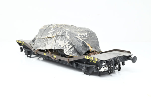 The Works Kit Built Gauge 1 10mm GWR Brown 'Hydra' Well Wagon w/ Tractor Load - Unboxed