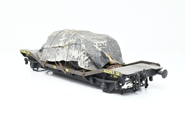 The Works Kit Built Gauge 1 10mm GWR Brown 'Hydra' Well Wagon w/ Tractor Load - Unboxed