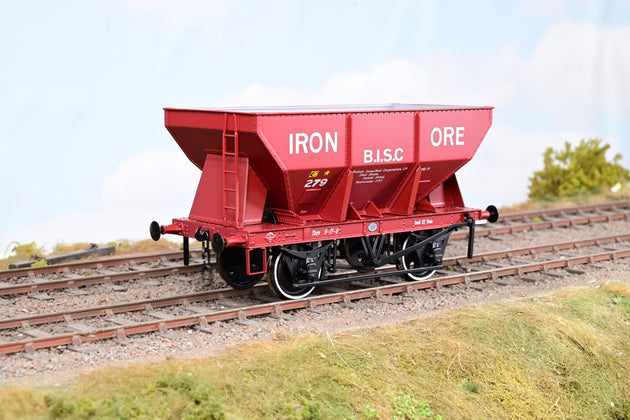 Dapol O Gauge 7F-033-006 'Iron Ore BISC' Red Oxide 24T Steel Hopper Wagon No.279 - Boxed