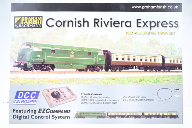 Graham Farish N Gauge 370-070 'Cornish Riviera Express' Train Set w/ Class 42 No.D829 'Magpie' + 2 Coaches - DCC Fitted, Boxed
