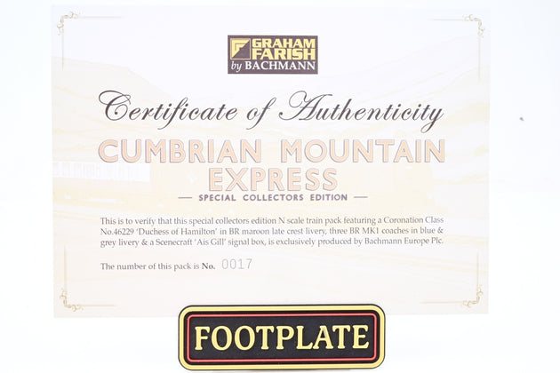 Graham Farish N Gauge 370-500 'Cumbrian Mountain Express' Train Pack w/ Coronation Class No.46229 'Duchess of Hamilton' + 3 Coaches - Boxed