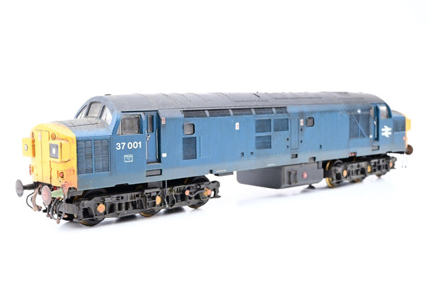 Lima OO Gauge BR Blue Class 37 No.37001 - Renumbered, Weathered, Aftermarket Box