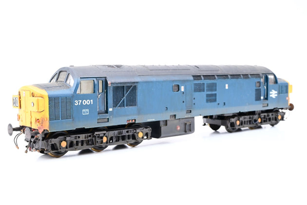 Lima OO Gauge BR Blue Class 37 No.37001 - Renumbered, Weathered, Aftermarket Box