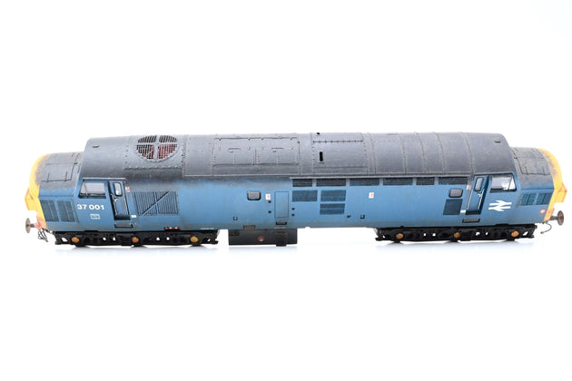 Lima OO Gauge BR Blue Class 37 No.37001 - Renumbered, Weathered, Aftermarket Box
