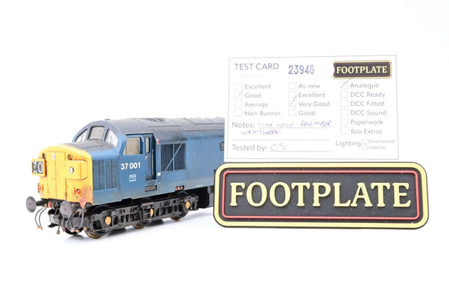 Lima OO Gauge BR Blue Class 37 No.37001 - Renumbered, Weathered, Aftermarket Box